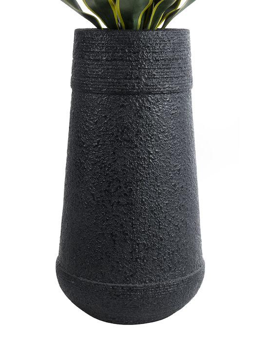 GloboStar Ghiveci Poliester Negru cu suport 34x34x62εκ.