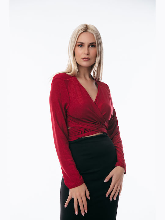 Dress Up Damen Bluse Langärmelig Red