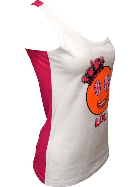 Women's Athletic Blouse with Straps White/Fuchsia