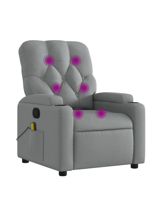 Relax Armchair Massage with Footstool Light Grey 74x86.5x93.5cm