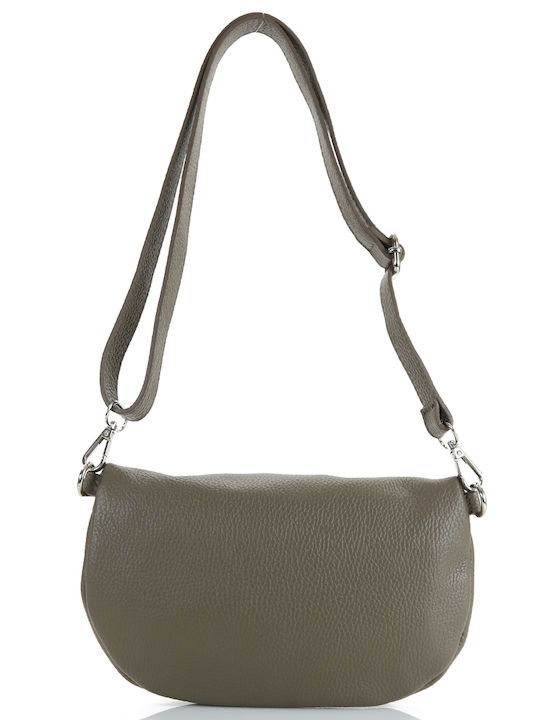 Damen-Ledertasche zum Umhängen Taupe / Cognac