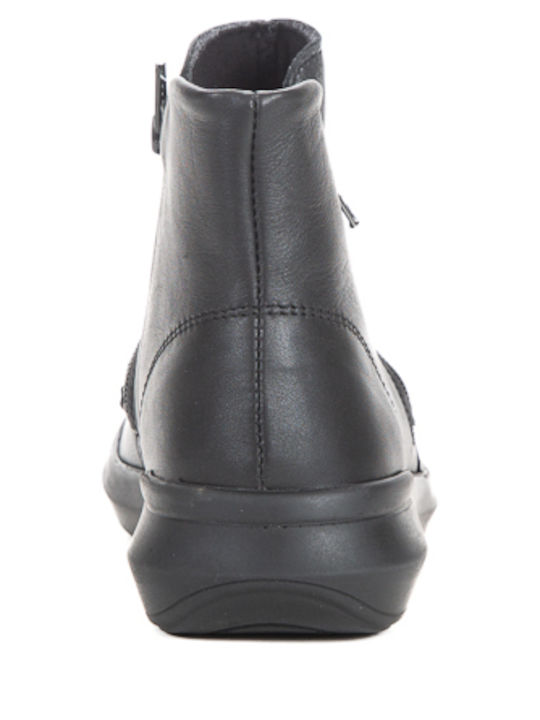 Leder Stiefeletten Damen Schwarz