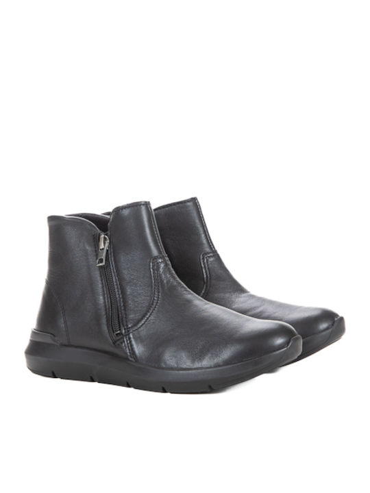 Leder Stiefeletten Damen Schwarz