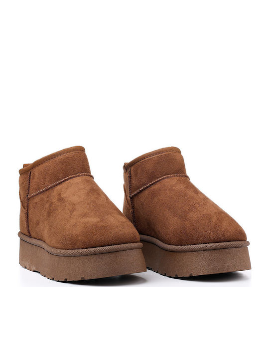 Women's Ankle Boots with Fur Brown