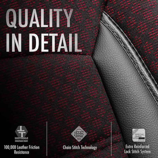 Otom Car Cover Set 11pcs Cotton Sport Plus Design Black / Burgundy