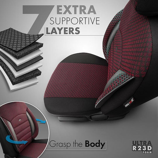Otom Car Cover Set 11pcs Cotton Sport Plus Design Black / Burgundy