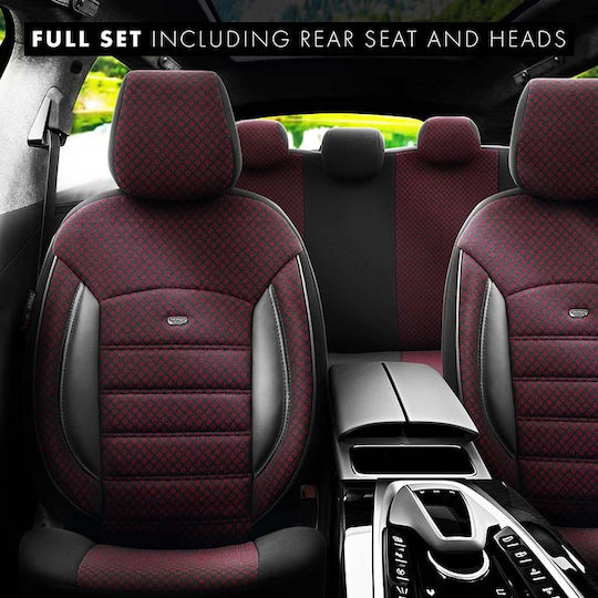 Otom Car Cover Set 11pcs Cotton Sport Plus Design Black / Burgundy