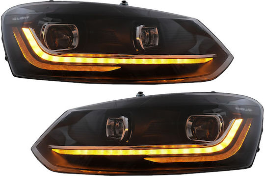 Dynamic Μπροστινά Φανάρια Led για Volkswagen Polo 09-17 2τμχ