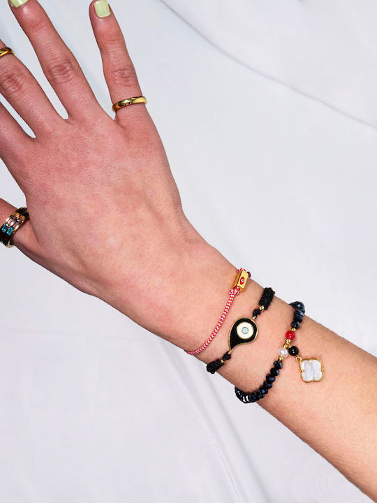 Theodora's Jewellery Γυναικείο Βραχιόλι Μαρτάκι με σχέδιο Ματάκι από Κορδόνι