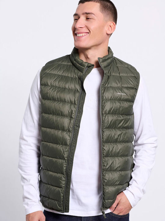 Sleeveless Winter Jacket Puffer Khaki