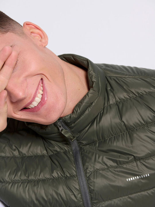 Sleeveless Winter Jacket Puffer Khaki
