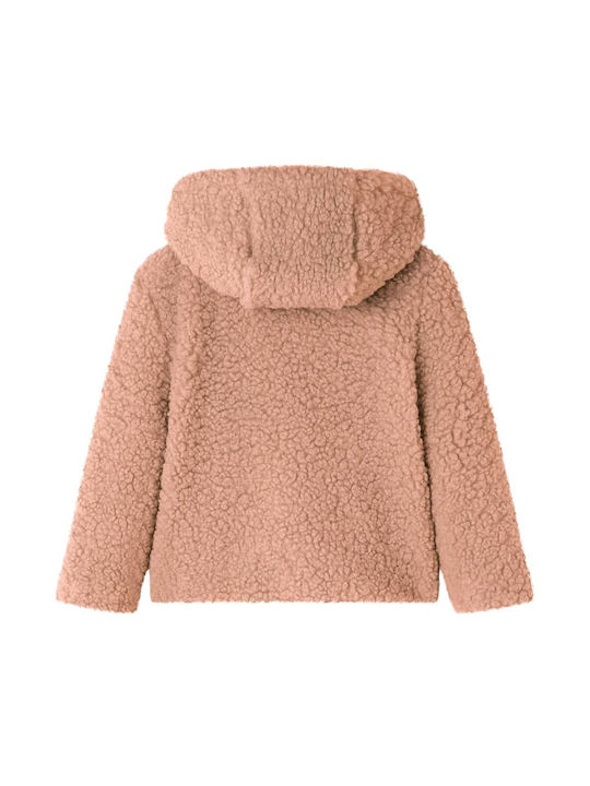 vidaXL Kids Fur Coat with Hood Open Cognac.