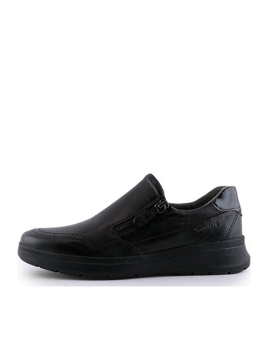 Ανατομικά Γυναικεία Slip-On Δερμάτινα Μαύρα