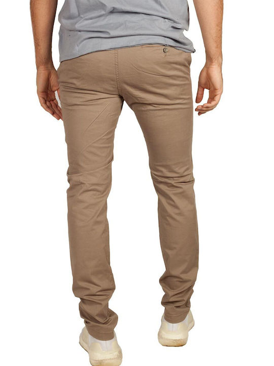 Gnious Men's Trousers Chino Elastic in Slim Fit Beige