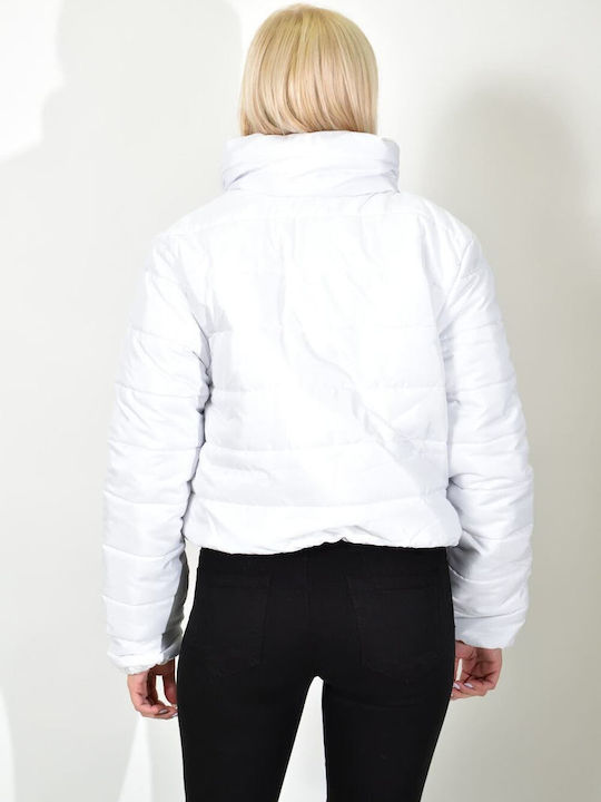 Potre Women's Short Bomber Jacket for Winter white