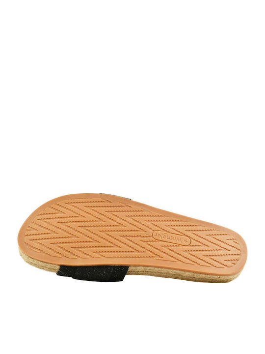 Palmas Canvas Women's Flat Sandals in Black Color