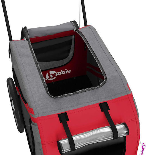 vidaXL Remorcă bicicletă pentru transport câine până la 30kg Roșu M122xL53xA52cm.