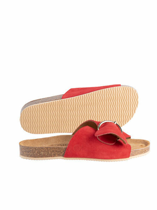 Bio Bio Leather Women's Flat Sandals in Red Color