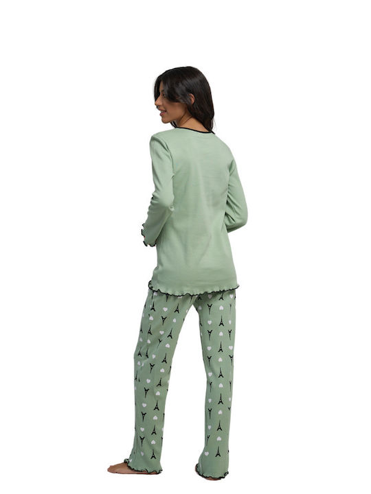 Miss Rodi Winter Women's Pyjama Set Cotton Green