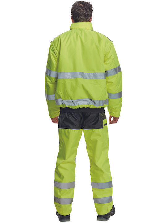Cerva Clovelly Work Jacket Reflective Cold with Hood Yellow