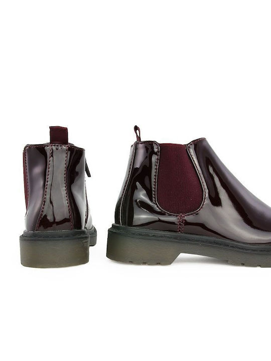 Zippy Kids Patent Leather Boots with Zipper Burgundy