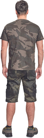 Cerva Mânecă scurtă Tricou Armatei 100% Bumbac în Kaki Culoare