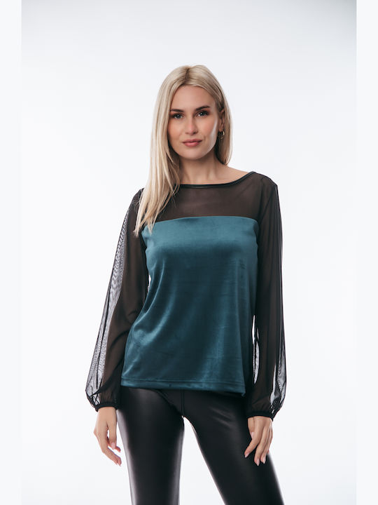 Boutique Women's Blouse Long Sleeve Petrol