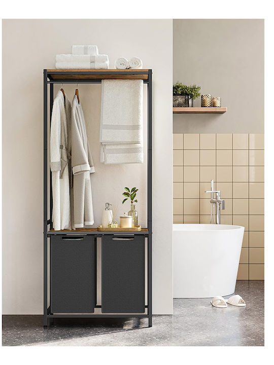 Vasagle Coș de rufe Metalic 73x33x177cm Negru