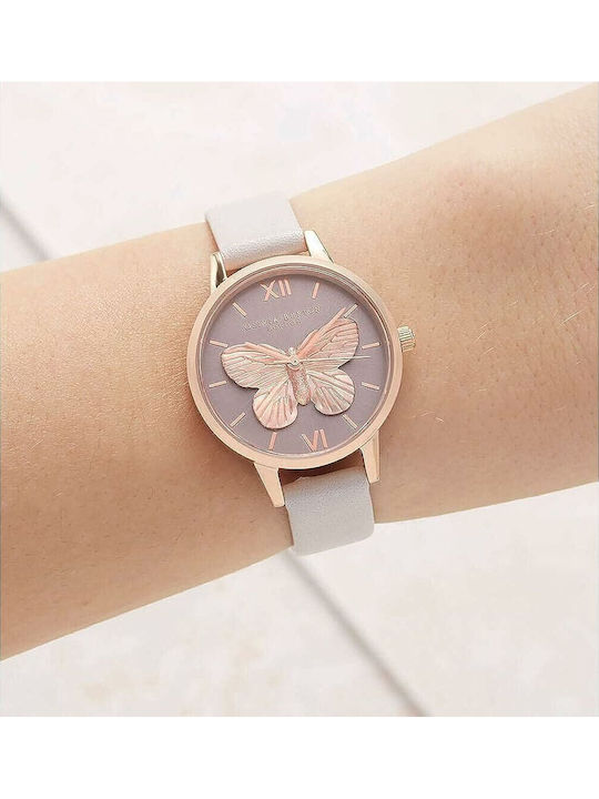 Olivia Burton Γυναικείο Ρολόι 30mm Μπαταρίας με Λευκό Δερμάτινο Λουράκι