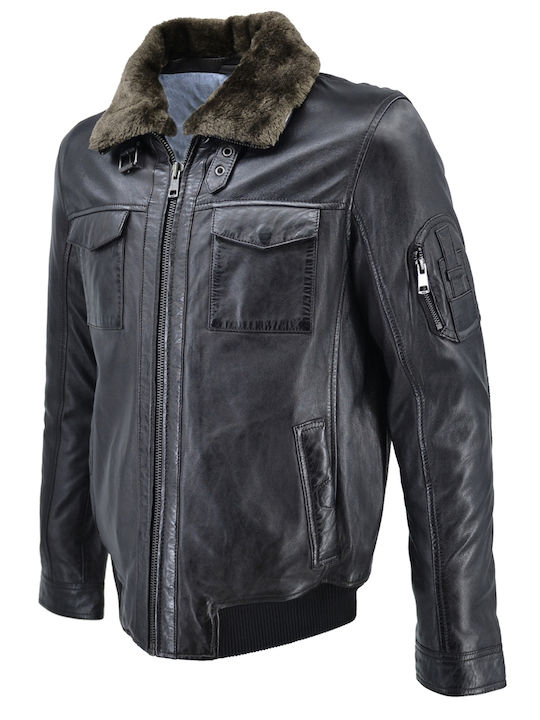 Δερμάτινα 100 Men's Winter Leather Jacket Coffee.