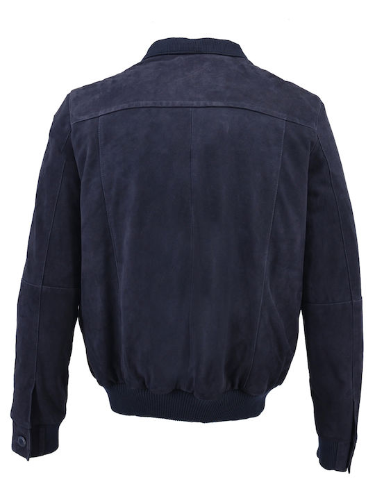 Δερμάτινα 100 Men's Winter Leather Jacket Navy