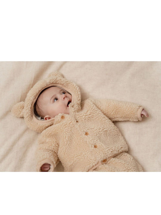 Kids' Casual Jacket with Hood Beige Teddy Baby Bunny Sand