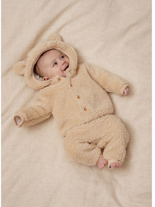 Kids' Casual Jacket with Hood Beige Teddy Baby Bunny Sand