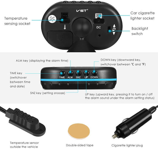 Factory Car Lighter Voltmeter, Thermometer and Clock Digital Instrument