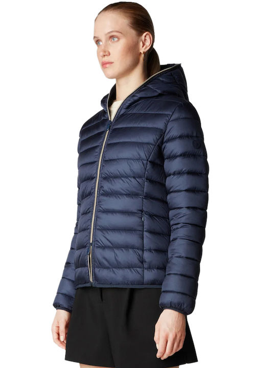 Save The Duck 'alexis' Women's Short Puffer Jacket for Winter Blue black (90010)