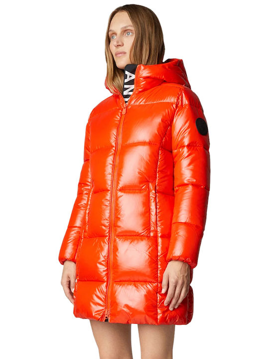 Save The Duck Women's Short Puffer Jacket for Winter Red.