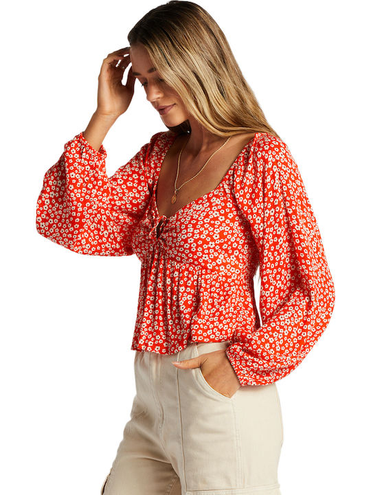 Your Fav Damen Crop Top Langarm Orange