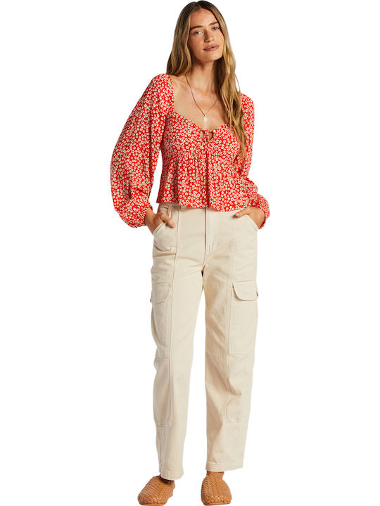 Your Fav Damen Crop Top Langarm Orange