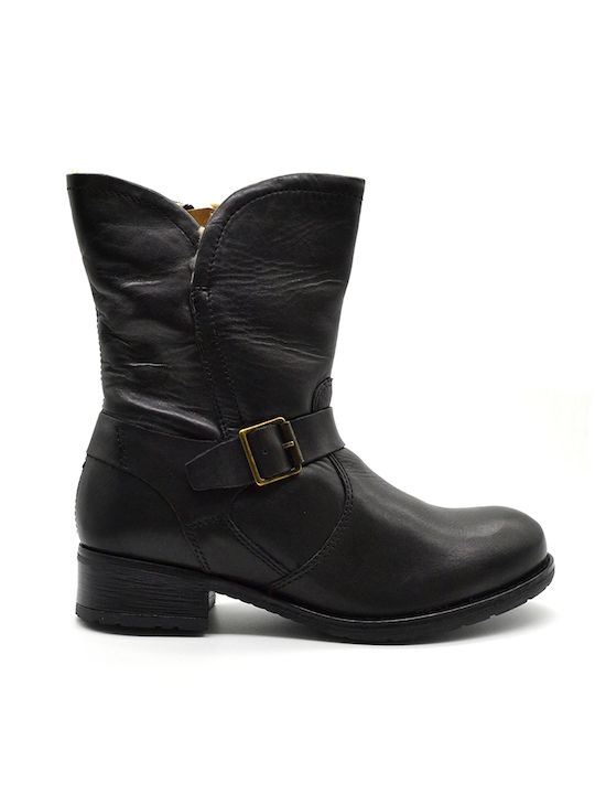 S&G Leder Damen Knöchelstiefel mit Pelz Schwarz