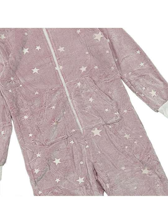 Ustyle Παιδική Πιτζάμα Ολόσωμη Χειμωνιάτικη Fleece Ροζ
