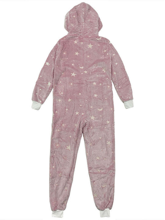Ustyle Παιδική Πιτζάμα Ολόσωμη Χειμωνιάτικη Fleece Ροζ