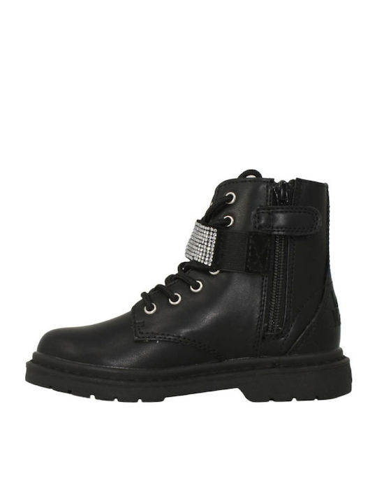 Stella Stellina Anatomical Leather Kids Boots with Laces Black