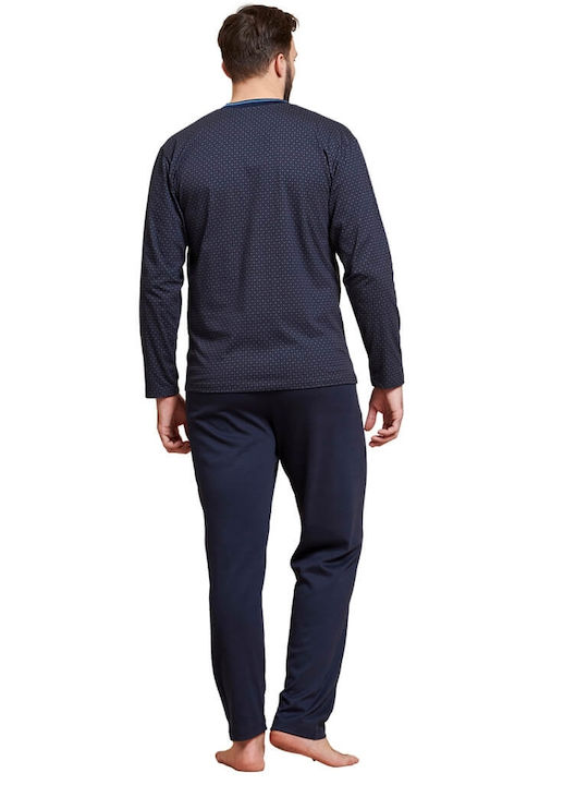 Rafael Men's Winter Cotton Pajamas Set Blue