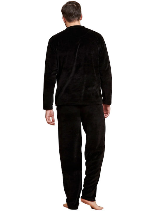 Rafael Men's Winter Velvet Pajamas Set Black