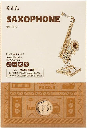 Rolife Παιχνίδι Κατασκευών Ξύλινo Saxophone για Παιδιά 6+ Ετών