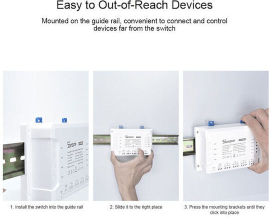 Sonoff 4ch Pro R3 Smart Switch 4 Καναλιών Wi-Fi & RF 40A με Τηλεχειριστήριο