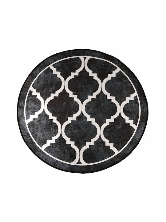 vidaXL Rug Round Black and White