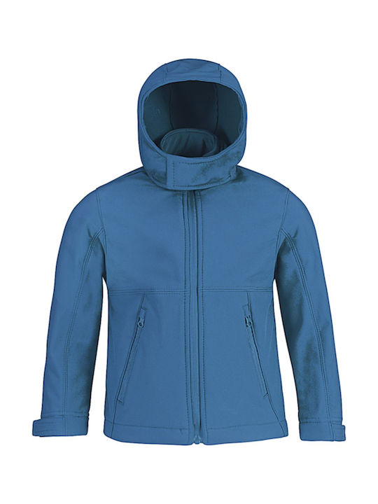 Kinder Softshell Jacke mit Kapuze B&C Hooded Softshell Kid Azur Blue