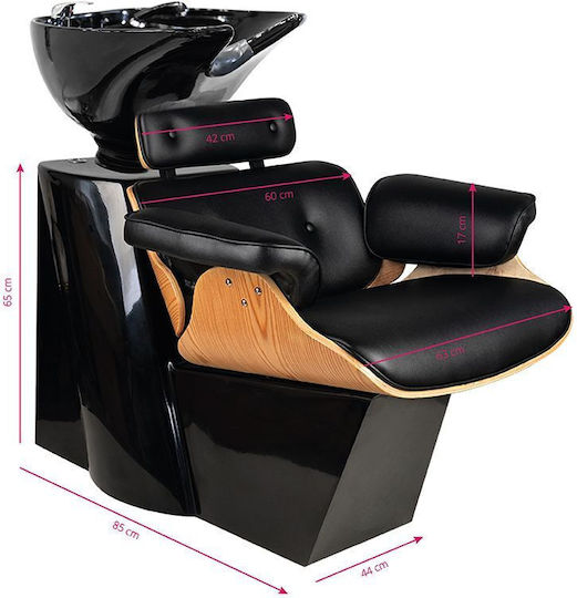 Gabbiano Stationary Hair Salon Sink with Black Chair made of Synthetic Skin