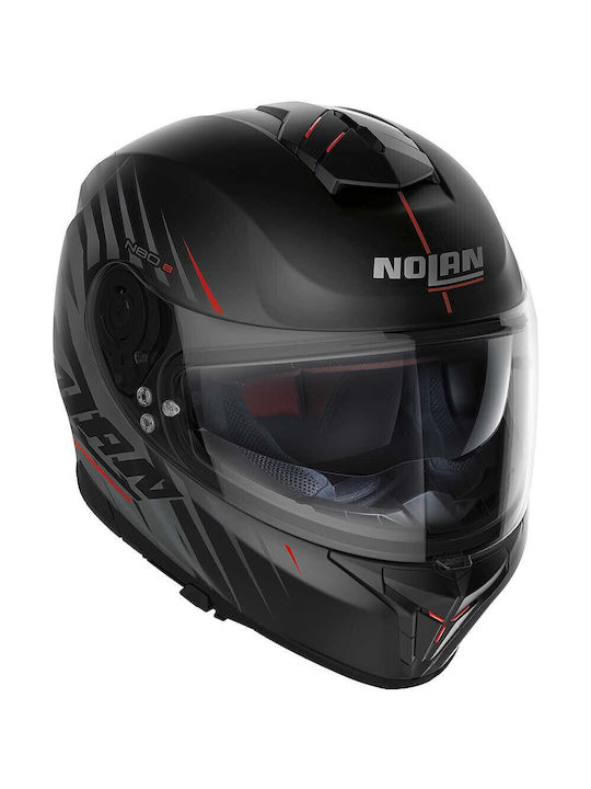 Nolan N80-8 N-com Kosmos N-Com Flat Black (Anthracite - Red) 63 Motorcycle Helmet Full Face ECE 22.06 with Sunvisor